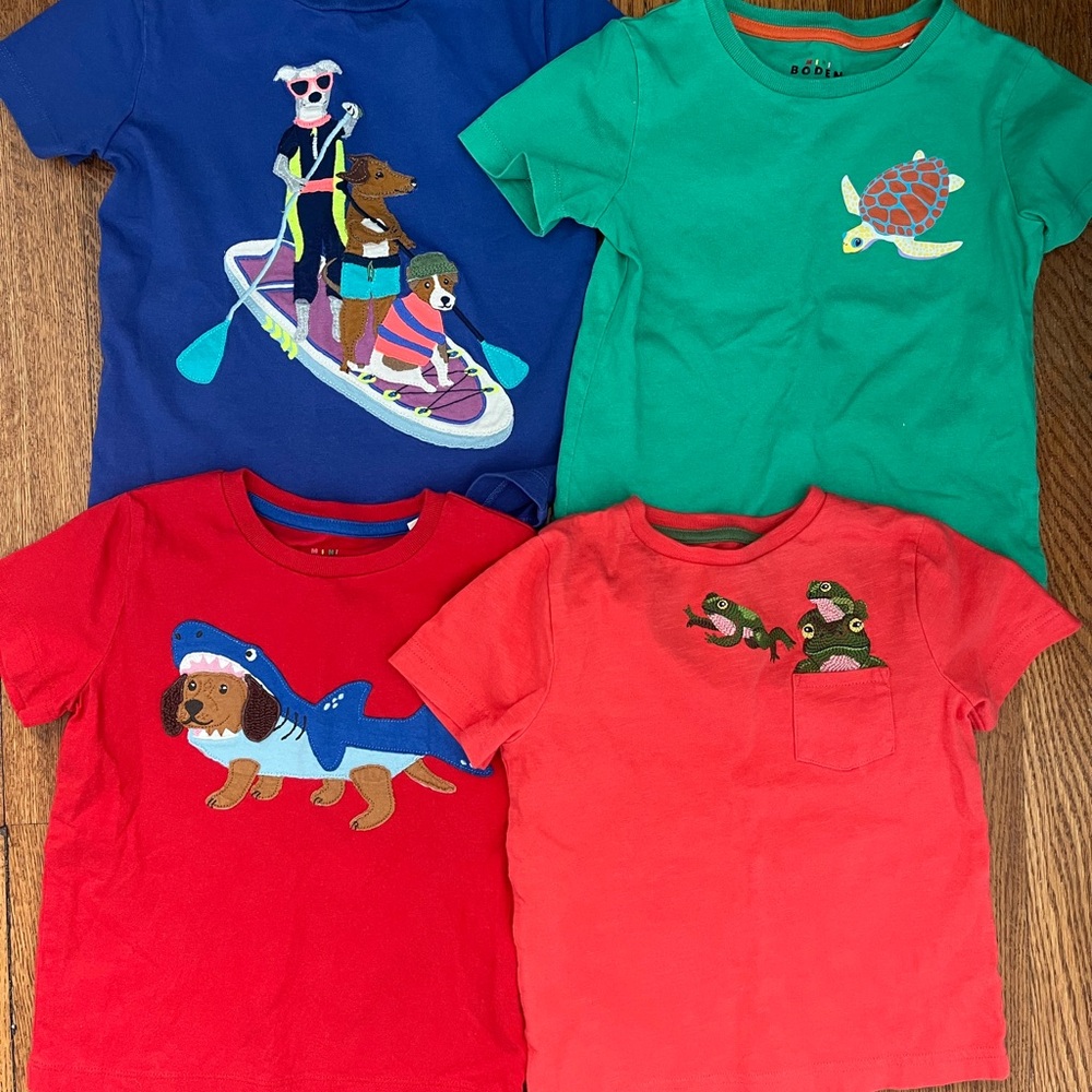 Boden Kids' Short-Sleeve Tee Set - Blue, Green, Red, Coral